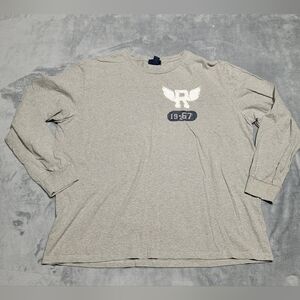 Vintage Polo Ralph Lauren Mens Gray Long Sleeve TShirt R Wing 1967 Logo Size XXL
